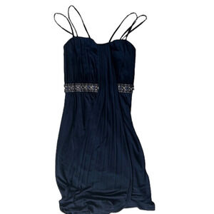 SIZE 2 Marc Bouwer navy blue double strap dress with row of gems.